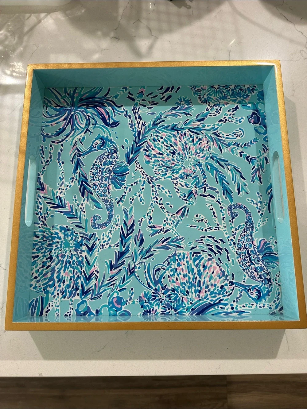 Lilly Pulitzer Blue Oasis Lacquer Serving Tray 14